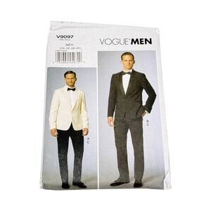 Vogue V9097 Sewing Pattern Men's Jacket Pants Tuxedo Size 34-40 New Uncut